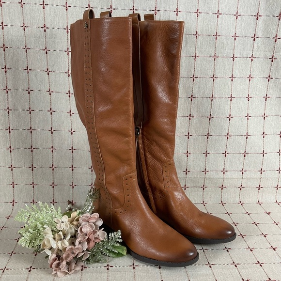 Sam Edelman Shoes - Sam Edelman Prina Studded Soft Brown Leather Knee High Riding Boots Sz 8.5 NWOB